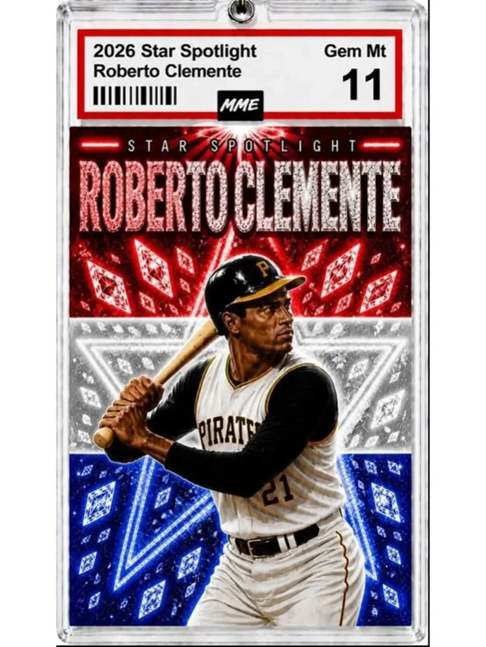 2951 Roberto Clemente Keychain Spotlight Red-White-Blue Custom Photo Keychain